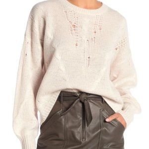 360 Cashmere Lea Distressed Cream Sweater Size XS